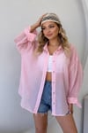 OVERSİZE İPEKSİ LYOCELL GÖMLEK PEMBE