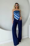 SAKS MAVİ ARKADAN BAĞLAMALI ASİMETRİK MENDİL BLUZ