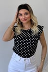 VATKALI PUANTİYELİ BLUZ SİYAH 