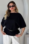 YARASA KOL KEMERLİ TRİKO SİYAH