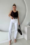 YÜKSEK BEL KESİK PAÇA BOYFİT KOT PANTOLON
