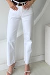 YÜKSEK BEL KESİK PAÇA BOYFİT KOT PANTOLON