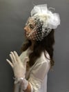 Beyaz Tül Eldiven- Puantiyeli Vualet Nikah Şapkası