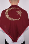 Bordo Ay Yıldız Gold Nakışlı Biyeli Damat Örtüsü