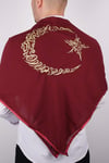 Bordo Ay Yıldız Gold Nakışlı Biyeli Damat Örtüsü