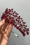 Bordo Kristal Boncuklu Aren Gelin ve Kına Tacı
