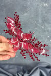 Bordo Sedefli Özün Taraklı Gelin Saç Aksesuarı