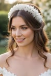 Gelin Tacı Beyaz Şeffaf Çiçekli Kristal Taşlı Kına Nişan Nikah Saç Aksesuarı