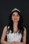 Gümüş Rengi Kristal Taşlı Kına, Gelin Tacı ve Küpe Takımı
