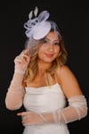 Kırık Beyaz  Vualet Nikah Şapkası Vera Tüllü Gelin Aksesuarı Ve Eldiveni