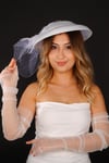 Kırık Beyaz Vualet Nikah Şapkası Devin İncili Gelin Aksesuarı Ve Tül Eldiven