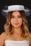 Kırık Beyaz Vualet Nikah Şapkası Hera Fiyonklu Gelin Aksesuarı