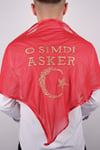 Kırmızı O Şimdi Asker Sim Ay Yıldızlı Nakışlı Asker Örtü Şal