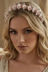 Kristal Taşlı ve Sedefli Gelin Tacı Nedime Kına Saç Aksesuarı