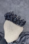 Lacivert  Elisa Tasarım Boncuklu Gelin Kına Tacı Saç Aksesuarı