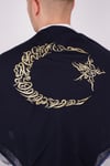 Lacivert Ay Yıldız Gold Nakışlı Biyeli Damat Örtüsü