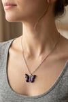 Mor Kelebek Figürlü İnce Zincir Kolye Toptan