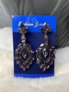 Mor Rengi Velesse Şık Tasarım Taşlı Abiye Gelin Kına Küpesi