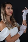 Parmaksız Dantel Gelin Eldiveni Kısa Nikah Abiye Aksesuar