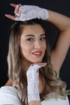 Parmaksız Dantel Gelin Eldiveni Kısa Nikah Abiye Aksesuar