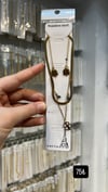 Paslanmaz Çelik Gold Kaplama İkili Kombin Kolye - Şans Yoncası Detaylı