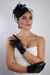 Saten  Gelin Eldiveni Düğün Nikah Aksesuarı Fascinator Şapka Seti