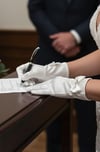 Saten Gelin Eldiveni - Fiyonklu ve Taş Detaylı Kısa Nikah Eldiveni