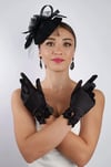 Saten Gelin Eldiveni Düğün Nikah Aksesuarı Fascinator Şapka Seti