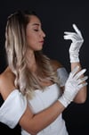 Saten Kısa Abiye Eldiven Opera 21 Cm Boy Nişan Düğün Balo Gece Elbisesi Şık Aksesuar