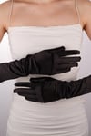 Saten Likrali Gelin Eldiveni 38 Cm Dans & Opera Kostüm Eldiveni