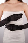 Saten Likrali Gelin Eldiveni 47 Cm Dans & Opera Kostüm Eldiveni