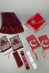 Simli Gelin Duvağı ve Ay Yıldızlı Damat Örtüsü Takı Kurdele Seti