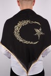 Siyah Ay Yıldız Gold Nakışlı Biyeli Damat Örtüsü