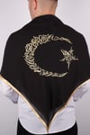 Siyah Ay Yıldız Gold Nakışlı Biyeli Damat Örtüsü