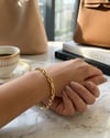 Toptan 316L Çelik Gold Renk Zirkon Taşlı Oval Bakla Kadın Bileklik