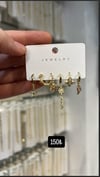 Toptan 6'lı Karma Tasarım Gold Çelik Küpe Seti - Zirkon Taşlı Çiçek ve Figür Modelleri