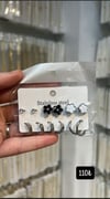 Toptan 6'lı Set Çelik Küpe - Van Cleef Model Çiçek ve Baget Taş Kombin