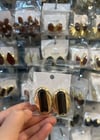 Toptan Çelik Küpe - Oval Gold Çerçeveli Siyah Emaye Detaylı Vintage Model