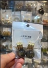 Toptan Gold Burgu Tasarım Füme Küre Detaylı Çelik Küpe