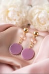 Toptan Lila Akrilik Disk ve Pembe Taşlı Sallantılı Model