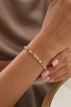 Toptan Xuping Gold Renk Zirkon Taşlı Geçmeli Baklalı Kararmaz Çelik Bileklik