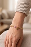 Toptan Xuping Pembe Kalp Taşlı Karışık Zincir Model Çelik Bileklik