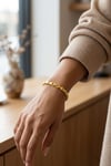 Toptan Zirkon Taşlı Gold Çelik Bileklik - Lüks Seri Geçmeli Model