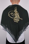 Tuğralı Gold Nakışlı Biyeli Damat Örtüsü