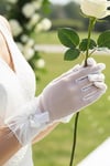 Tül Gelin Eldiveni-Tül Fiyonk ve Markiz Taş Detaylı Nikah Eldiveni