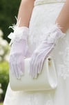 Tül Gelin Eldiveni-Tül Fiyonk ve Markiz Taş Detaylı Nikah Eldiveni
