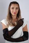 Uzun Saten Tül Parlak Abiye Eldiven Parti Balo Nikah Düğün Eldiven Aksesuar