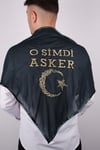 Yeşil O Şimdi Asker Sim Ay Yıldızlı Nakışlı Asker Örtü Şal