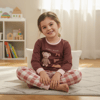 Çocuk Ayıcık Baskılı Kahverengi 2'li Takım CB1028