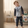 Çocuk Gri Renk Dinazor Baskılı Polar 2'li Takım CB1031